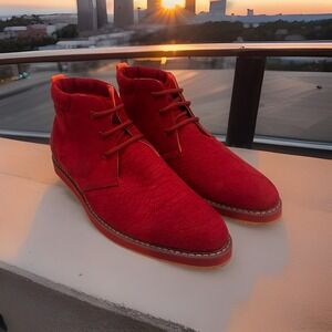 Mens Tayno Modern Chukka Boot Micro Suede Soft Comfortable Cushion Troupe 01 Red